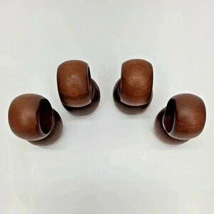 Vintage Dark Walnut Napkin Rings Set of 8